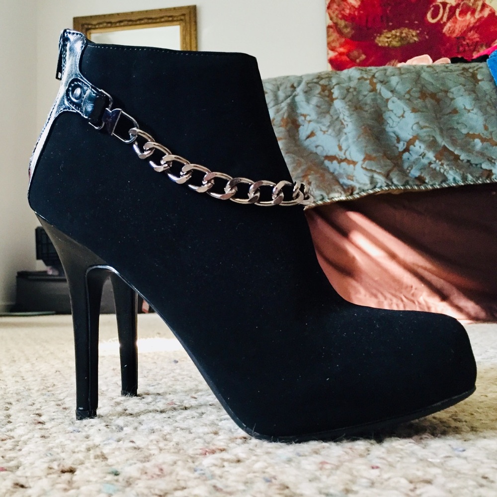 Tall Ankle Boots Dressy Black/Silver